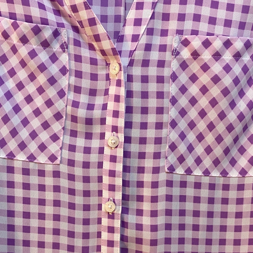 Express Lavender Checkered Slim Shirt - Picture 3 of 4